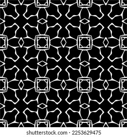
Vector pattern in geometric ornamental style. Black and white color.
Simple geo all over print block for apparel textile, ladies dress, fashion garment, digital wall paper.