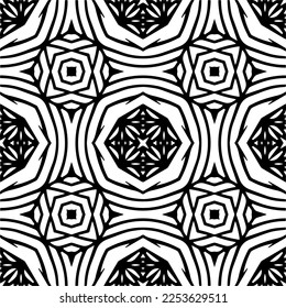 
Vector pattern in geometric ornamental style. Black and white color.
Simple geo all over print block for apparel textile, ladies dress, fashion garment, digital wall paper.
