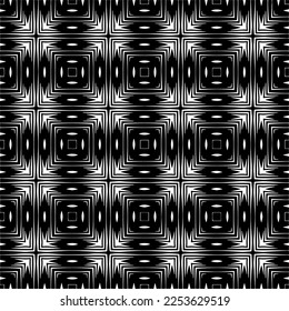 
Vector pattern in geometric ornamental style. Black and white color.
Simple geo all over print block for apparel textile, ladies dress, fashion garment, digital wall paper.