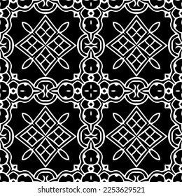 
Vector pattern in geometric ornamental style. Black and white color.
Simple geo all over print block for apparel textile, ladies dress, fashion garment, digital wall paper.