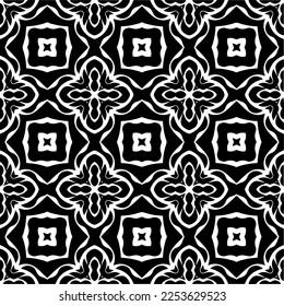 
Vector pattern in geometric ornamental style. Black and white color.
Simple geo all over print block for apparel textile, ladies dress, fashion garment, digital wall paper.
