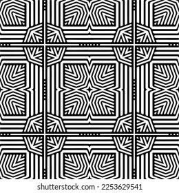 
Vector pattern in geometric ornamental style. Black and white color.
Simple geo all over print block for apparel textile, ladies dress, fashion garment, digital wall paper.