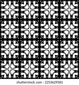 
Vector pattern in geometric ornamental style. Black and white color.
Simple geo all over print block for apparel textile, ladies dress, fashion garment, digital wall paper.