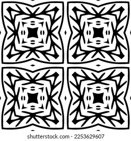 
Vector pattern in geometric ornamental style. Black and white color.
Simple geo all over print block for apparel textile, ladies dress, fashion garment, digital wall paper.