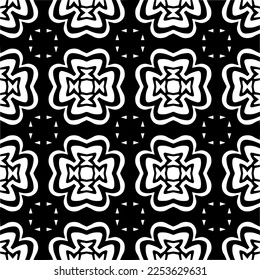 
Vector pattern in geometric ornamental style. Black and white color.
Simple geo all over print block for apparel textile, ladies dress, fashion garment, digital wall paper.