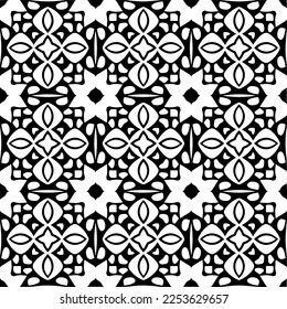 
Vector pattern in geometric ornamental style. Black and white color.
Simple geo all over print block for apparel textile, ladies dress, fashion garment, digital wall paper.
