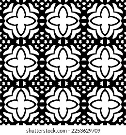 
Vector pattern in geometric ornamental style. Black and white color.
Simple geo all over print block for apparel textile, ladies dress, fashion garment, digital wall paper.