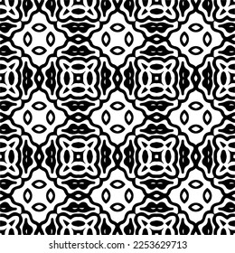 
Vector pattern in geometric ornamental style. Black and white color.
Simple geo all over print block for apparel textile, ladies dress, fashion garment, digital wall paper.