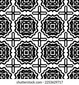 
Vector pattern in geometric ornamental style. Black and white color.
Simple geo all over print block for apparel textile, ladies dress, fashion garment, digital wall paper.