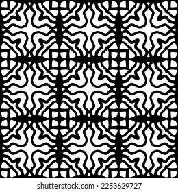 
Vector pattern in geometric ornamental style. Black and white color.
Simple geo all over print block for apparel textile, ladies dress, fashion garment, digital wall paper.