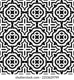 
Vector pattern in geometric ornamental style. Black and white color.
Simple geo all over print block for apparel textile, ladies dress, fashion garment, digital wall paper.
