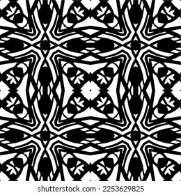 
Vector pattern in geometric ornamental style. Black and white color.
Simple geo all over print block for apparel textile, ladies dress, fashion garment, digital wall paper.