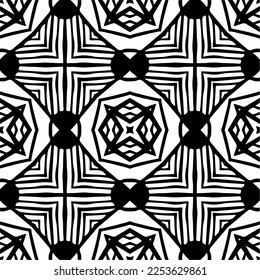 
Vector pattern in geometric ornamental style. Black and white color.
Simple geo all over print block for apparel textile, ladies dress, fashion garment, digital wall paper.