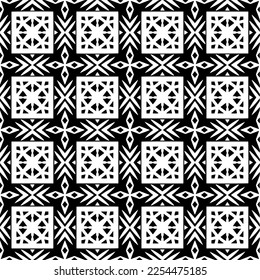 Vector pattern in geometric ornamental style. Black and white color. Simple geo all over print block for apparel textile, ladies dress, fashion garment, digital wall paper.
