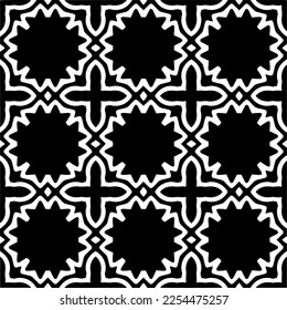 Vector pattern in geometric ornamental style. Black and white color. Simple geo all over print block for apparel textile, ladies dress, fashion garment, digital wall paper.