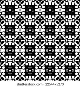 Vector pattern in geometric ornamental style. Black and white color. Simple geo all over print block for apparel textile, ladies dress, fashion garment, digital wall paper.