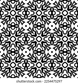 Vector pattern in geometric ornamental style. Black and white color. Simple geo all over print block for apparel textile, ladies dress, fashion garment, digital wall paper.