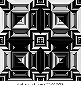 Vector pattern in geometric ornamental style. Black and white color. Simple geo all over print block for apparel textile, ladies dress, fashion garment, digital wall paper.