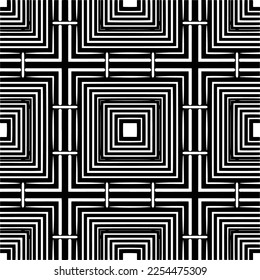 Vektormuster im geometrischen Zierstil. Schwarz-Weiß-Farbe. Einfaches Geo auf dem gesamten Druckblock für Bekleidung, Damenkleidung, Modebekleidung, digitale Tapete.