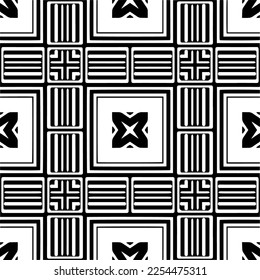 Vector pattern in geometric ornamental style. Black and white color. Simple geo all over print block for apparel textile, ladies dress, fashion garment, digital wall paper.