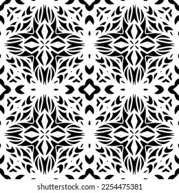 Vector pattern in geometric ornamental style. Black and white color. Simple geo all over print block for apparel textile, ladies dress, fashion garment, digital wall paper.