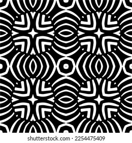 Vector pattern in geometric ornamental style. Black and white color. Simple geo all over print block for apparel textile, ladies dress, fashion garment, digital wall paper.