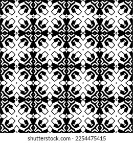 Vector pattern in geometric ornamental style. Black and white color. Simple geo all over print block for apparel textile, ladies dress, fashion garment, digital wall paper.