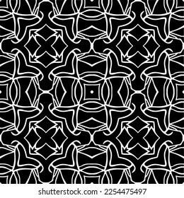 Vector pattern in geometric ornamental style. Black and white color. Simple geo all over print block for apparel textile, ladies dress, fashion garment, digital wall paper.