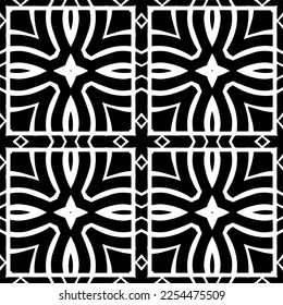 Vector pattern in geometric ornamental style. Black and white color. Simple geo all over print block for apparel textile, ladies dress, fashion garment, digital wall paper.