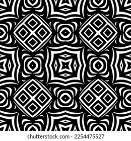 Vector pattern in geometric ornamental style. Black and white color. Simple geo all over print block for apparel textile, ladies dress, fashion garment, digital wall paper.