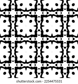 Vector pattern in geometric ornamental style. Black and white color. Simple geo all over print block for apparel textile, ladies dress, fashion garment, digital wall paper.