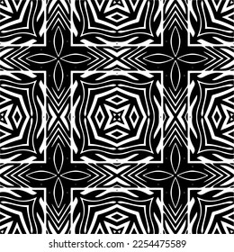 Vector pattern in geometric ornamental style. Black and white color. Simple geo all over print block for apparel textile, ladies dress, fashion garment, digital wall paper.