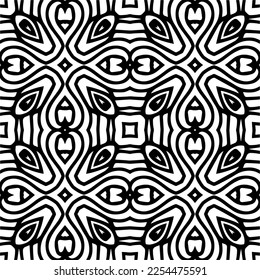 Vector pattern in geometric ornamental style. Black and white color. Simple geo all over print block for apparel textile, ladies dress, fashion garment, digital wall paper.
