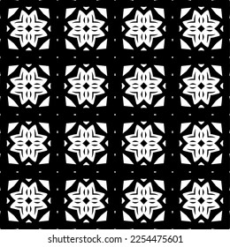 Vector pattern in geometric ornamental style. Black and white color. Simple geo all over print block for apparel textile, ladies dress, fashion garment, digital wall paper.