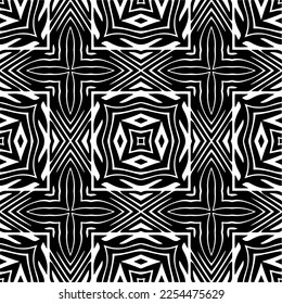 Vector pattern in geometric ornamental style. Black and white color. Simple geo all over print block for apparel textile, ladies dress, fashion garment, digital wall paper.