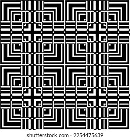 Vector pattern in geometric ornamental style. Black and white color. Simple geo all over print block for apparel textile, ladies dress, fashion garment, digital wall paper.