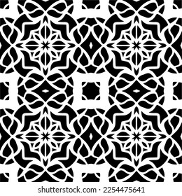 Vector pattern in geometric ornamental style. Black and white color. Simple geo all over print block for apparel textile, ladies dress, fashion garment, digital wall paper.