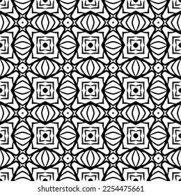Vector pattern in geometric ornamental style. Black and white color. Simple geo all over print block for apparel textile, ladies dress, fashion garment, digital wall paper.