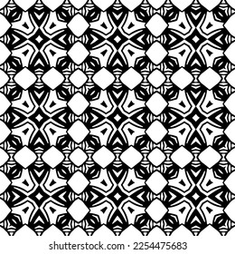 Vector pattern in geometric ornamental style. Black and white color. Simple geo all over print block for apparel textile, ladies dress, fashion garment, digital wall paper.