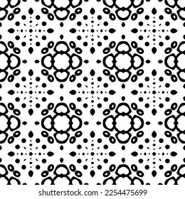 Vector pattern in geometric ornamental style. Black and white color. Simple geo all over print block for apparel textile, ladies dress, fashion garment, digital wall paper.