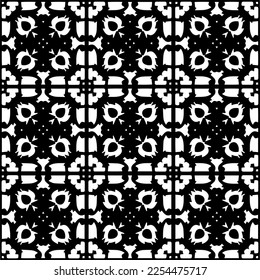 Vector pattern in geometric ornamental style. Black and white color. Simple geo all over print block for apparel textile, ladies dress, fashion garment, digital wall paper.