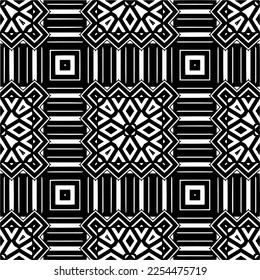 Vector pattern in geometric ornamental style. Black and white color. Simple geo all over print block for apparel textile, ladies dress, fashion garment, digital wall paper.
