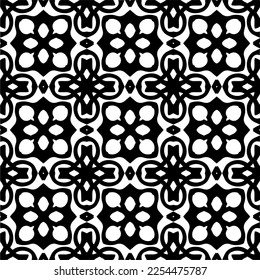 Vector pattern in geometric ornamental style. Black and white color. Simple geo all over print block for apparel textile, ladies dress, fashion garment, digital wall paper.