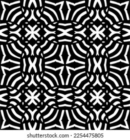 Vector pattern in geometric ornamental style. Black and white color. Simple geo all over print block for apparel textile, ladies dress, fashion garment, digital wall paper.