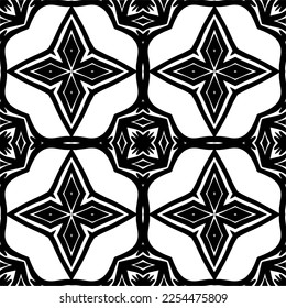 Vector pattern in geometric ornamental style. Black and white color. Simple geo all over print block for apparel textile, ladies dress, fashion garment, digital wall paper.