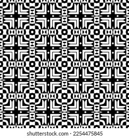 Vector pattern in geometric ornamental style. Black and white color. Simple geo all over print block for apparel textile, ladies dress, fashion garment, digital wall paper.