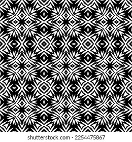 Vector pattern in geometric ornamental style. Black and white color. Simple geo all over print block for apparel textile, ladies dress, fashion garment, digital wall paper.