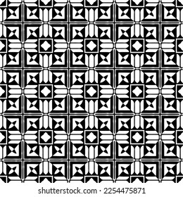 Vector pattern in geometric ornamental style. Black and white color. Simple geo all over print block for apparel textile, ladies dress, fashion garment, digital wall paper.