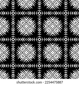 Vector pattern in geometric ornamental style. Black and white color. Simple geo all over print block for apparel textile, ladies dress, fashion garment, digital wall paper.
