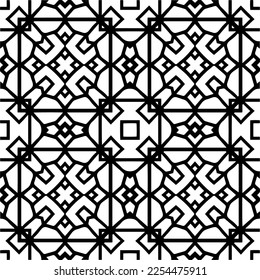 Vector pattern in geometric ornamental style. Black and white color. Simple geo all over print block for apparel textile, ladies dress, fashion garment, digital wall paper.